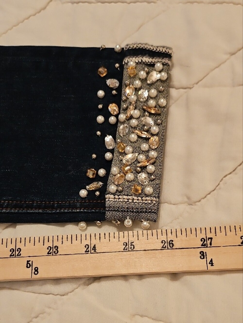 Miss Me -Ankle Skinny Jeans w/ Rhinestones & Beads Accents- Size 31 - Picture 6 of 9